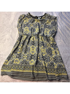 Tacera Woman’s Black Yellow Paisley Print Sleeveless Dress Size 3X